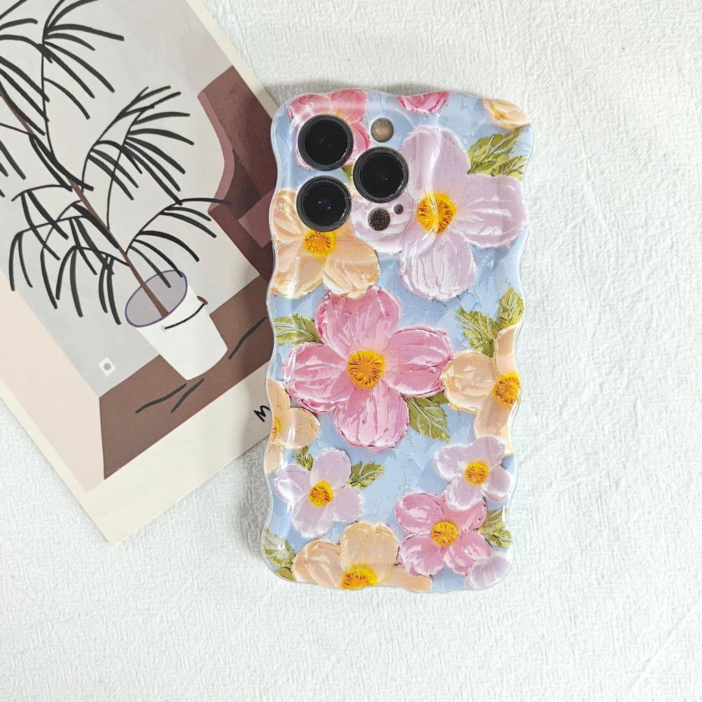 Oil Painting Flower Mobile Phone Case Simple Smudge Creative Application IPhone15 Apple 14promax Soft and Hard Case 13P
