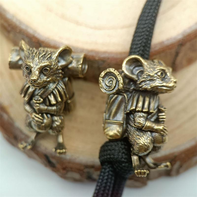 Rat Traveler Brass Knife Beads Animal Mouse Edc Diy Paracord Woven Bracelets Lanyard Pendants Accessories Outdoor Tool Hangings