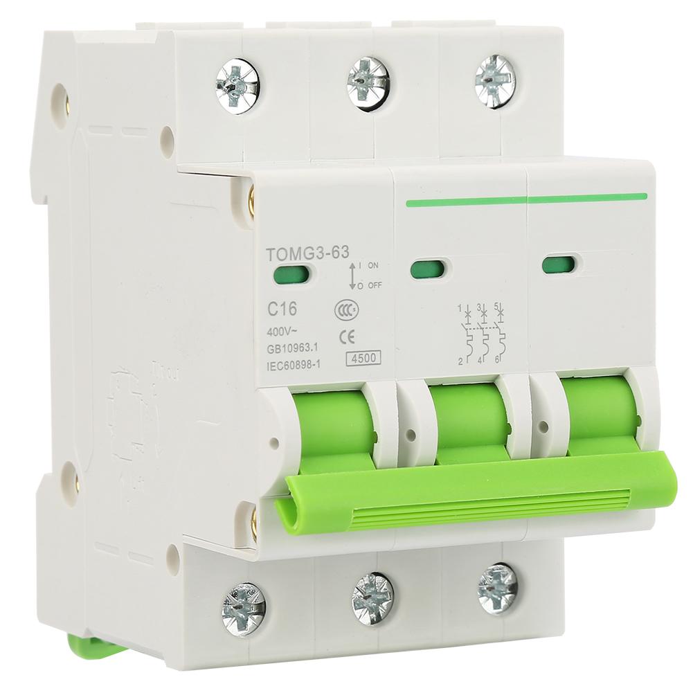 

TOMG3 63 3P C type Miniature Circuit Breaker Leakage Protection Air Switch (16A)
