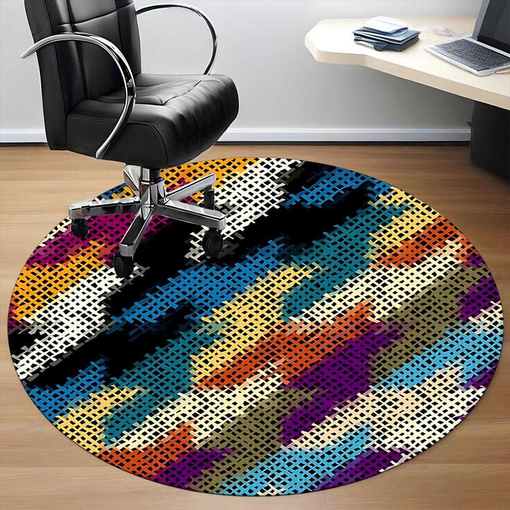 1PC Abstract Pattern Chair Carpet for Office Non-Slip, Lightweight, Machine Washable Rug for Office, Sleeping, Room - Holiday Decoryy251009090