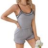 Ribbed Ruffle Camisole & Shorts Set - Women's Casual Homewear