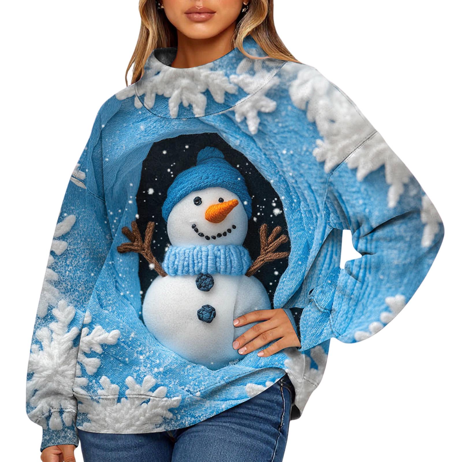 

Женский модный рождественский свитшот с длинными рукавами и высоким воротом L красный