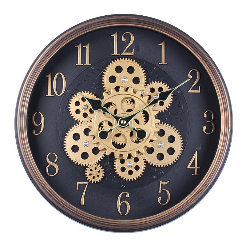 Industrial Style Retro Steampunk Gear Clock Mechanical Plastic Creative Wall Clock Study Cafe Decoration Clock