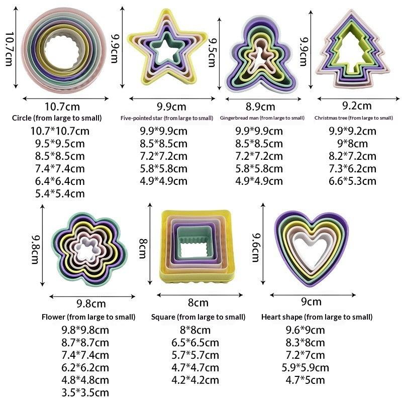 1Set Cupcake Multiple Shapes Cookie Cutter Plastic Cake Mold Geometric Figure Biscuit Fondant DIY Cake Cooking Tools