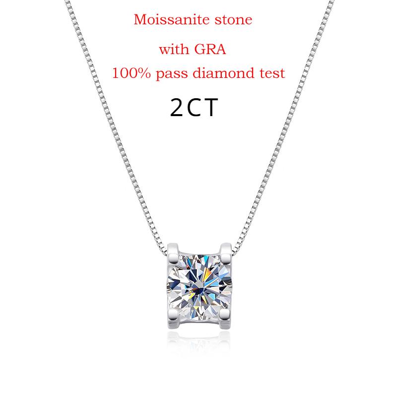 Smyoue 1-2CT Certified D Color Moissanite Pendants for Women Classic Wedding Necklace Original S925  Silver Jewelry GRA
