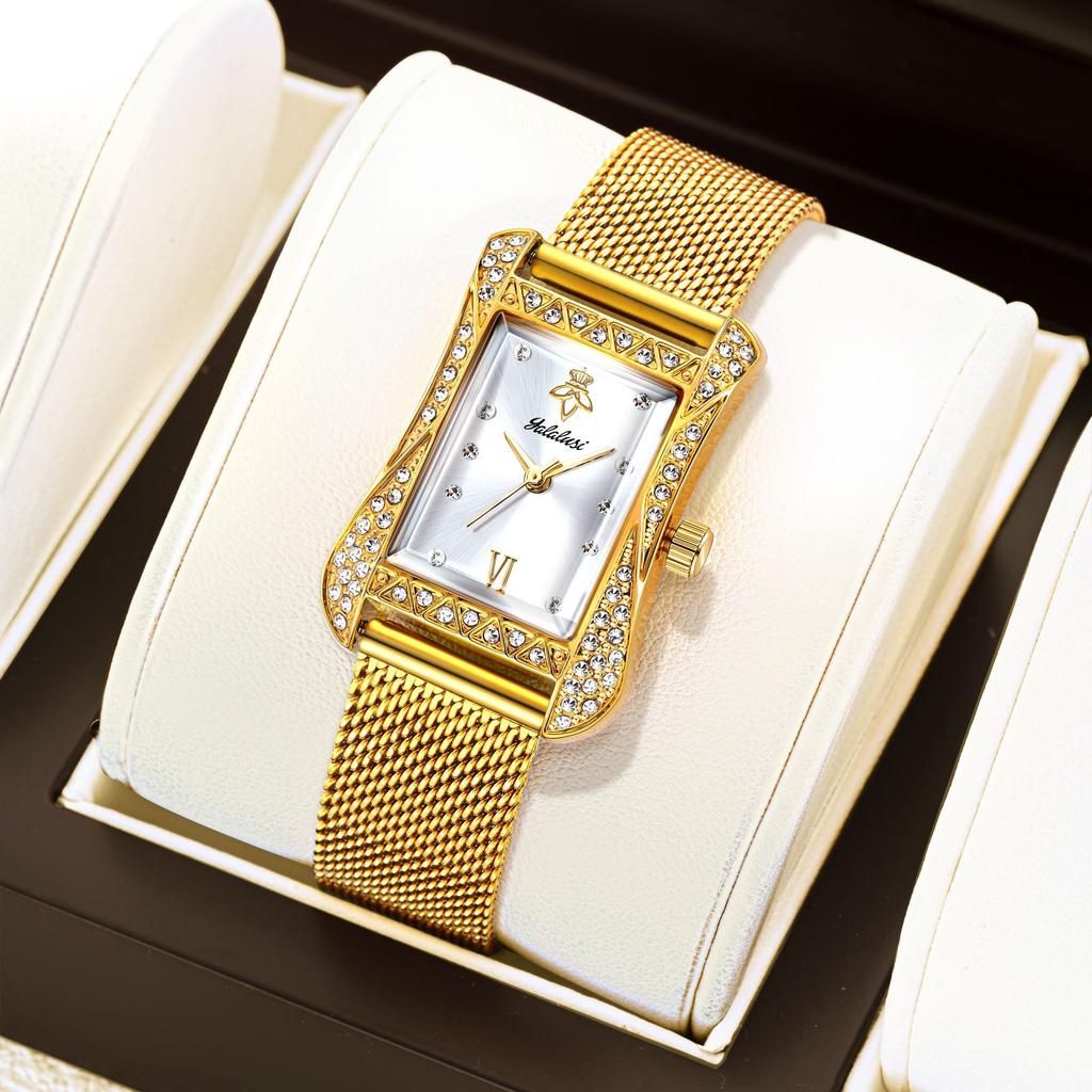 Yalalusi Fashion Square Ladies Watch Digital Scale Rhinestone Watch Trend Quartz Watch