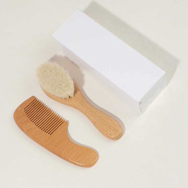 Baby Comb Wool Brush Set Beech Comb Cleaning Comb Bath Brush Combination