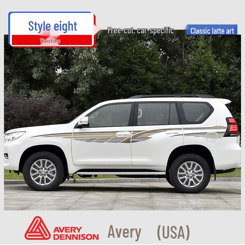 Toyota Prado 10-22 Models Car Body Color Stripe Decal Waistline Sticker.
