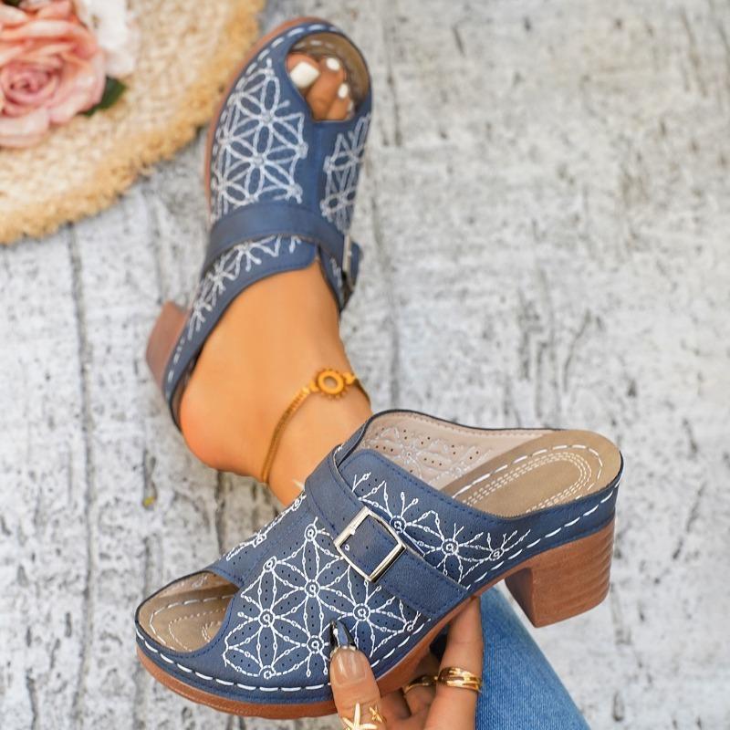 Women's High-Heel Closed-Toe Backless Hollow Fashion Sandals, Stylish Comfort Footwear, Available In Large Sizes.