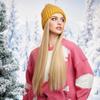 ALAN Hat Wigs Cap Long BLonde Straight Wig Connect Winter Knitted Beanie Hat Heat Resistant Hair Pieces Hair Extensions