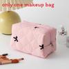 Polyester Geometric Embroidered Makeup Bag With Bow For Travel And Daily Use