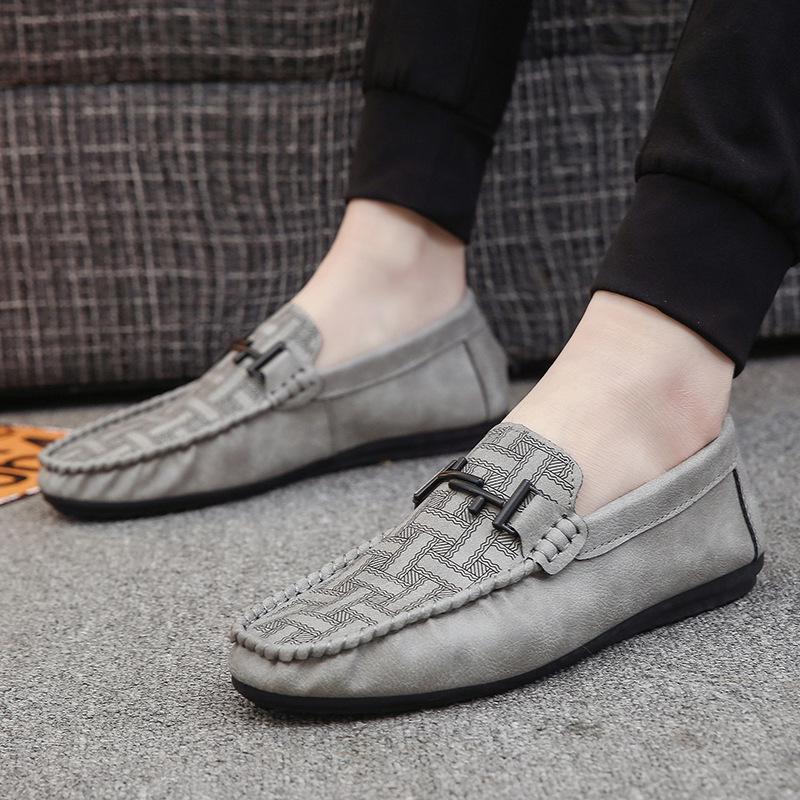 

Spring new men s Doudou shoes striped soft leather light lazy shoes cover feet fashionable versatile casual shoes trendy men s single shoes 39
