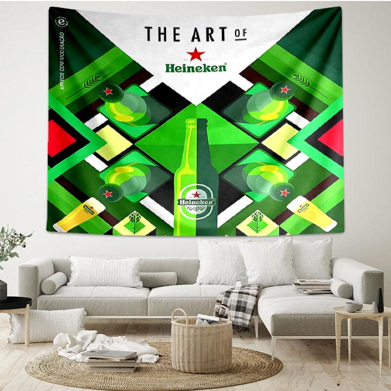Heineken Print Tapestry - Portable Wall Decor Cloth, for Home, Dorm, Travel, Bedroom, Living Room - Ideal Birthday Housewarming Gift