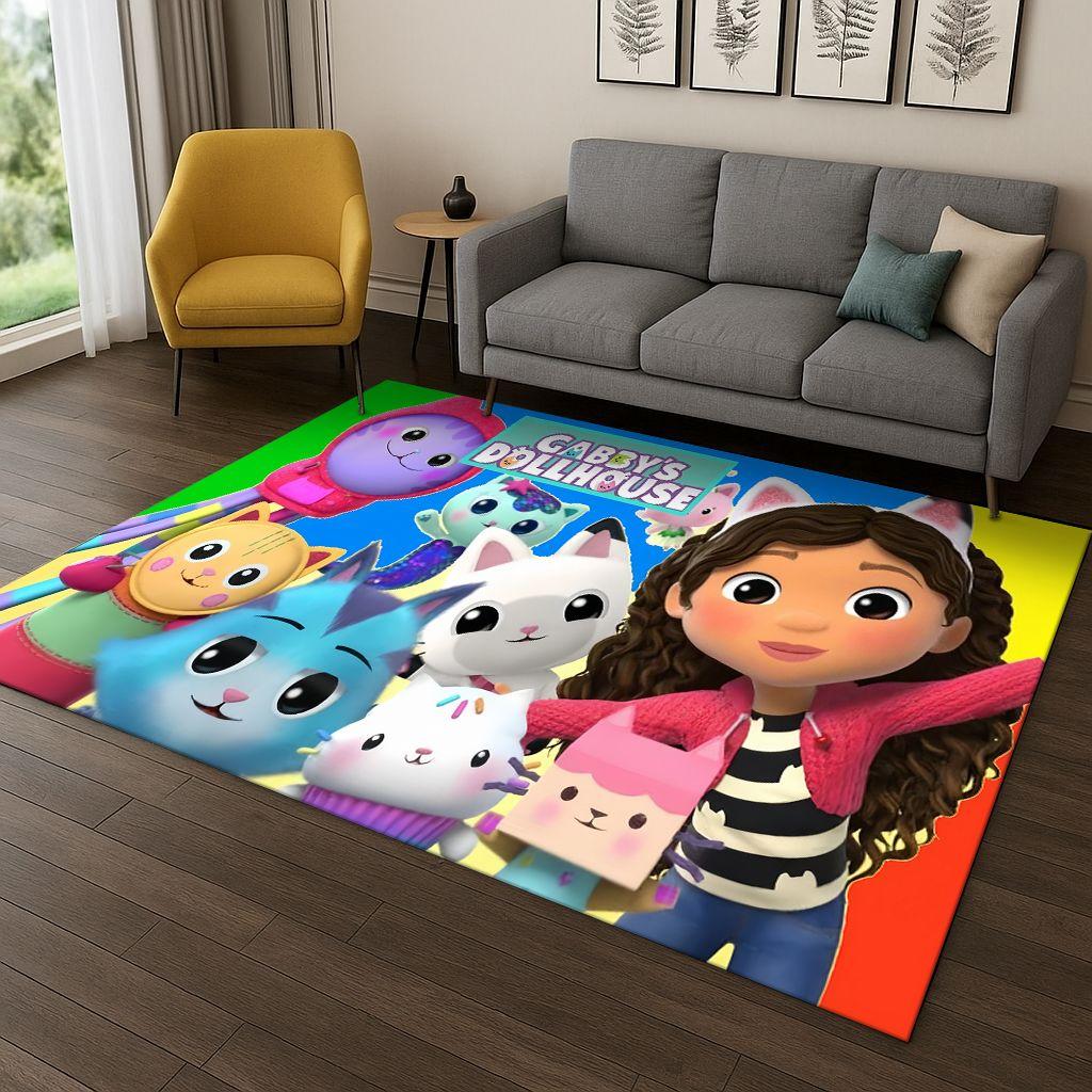 Roztomilý Gabbyin domeček pro panenky Kreslená holčička Koberec Kobereček do ložnice Obývacího pokoje Pohovky Rohožka Domácí dekorace, Kobereček pro dětskou herní zónu Protiskluzový Dárek
