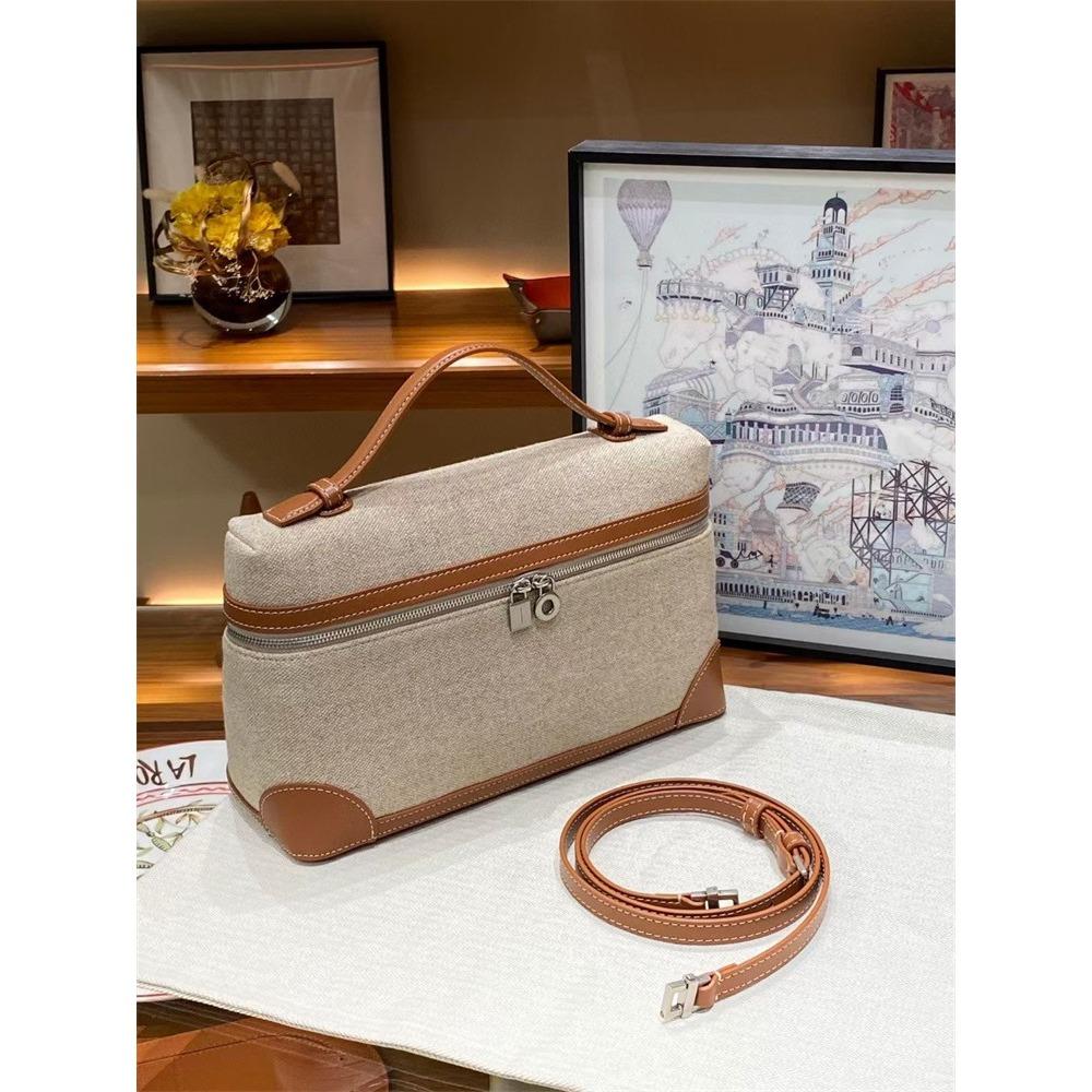 New LP27 handbag gigi same shoulder oblique span fashion canvas with leather bag temperament lunch box bag