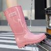 Women's Waterproof High Tube Non-Slip Rain Boots with Warm Velvet Lining - Fashionable PVC Rubber Shoes