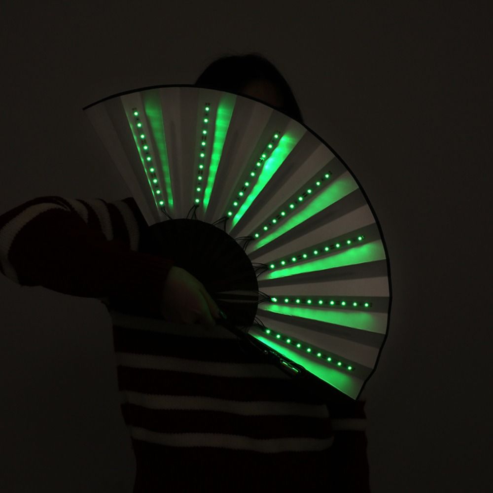 Portable Dancing Light Fan Creative Glowing Hand Fan LED Luminous Fan  Rave Festival