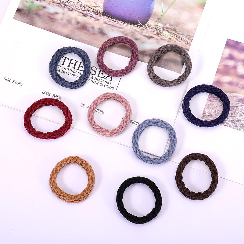 Jacquard High Elasticity Towel Ring Hair Tie – Korean Wave Grid Style