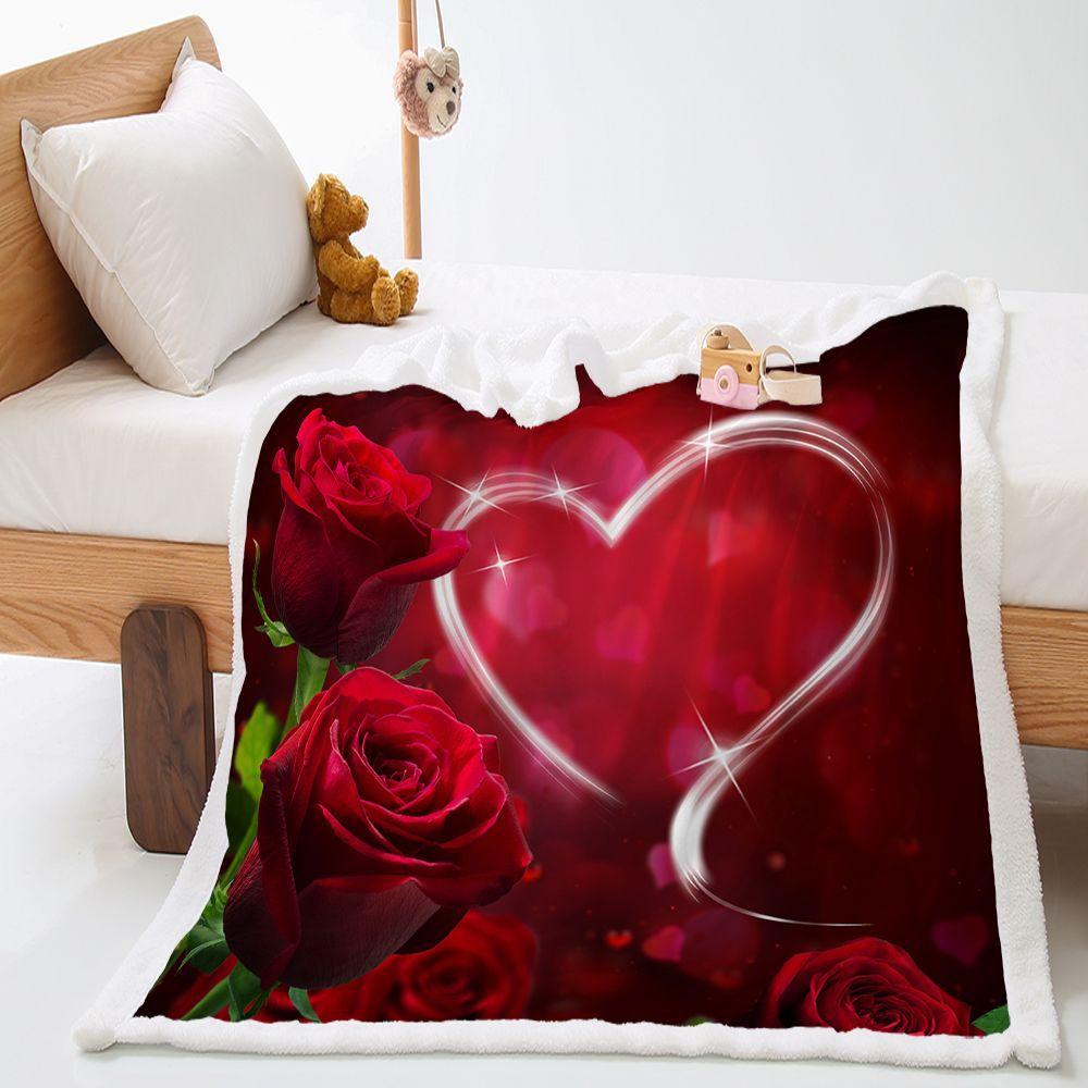 2D Digital Printing Valentine'S Day Thickened Lamb Wool Crystal Fleece Blanket Blanket
