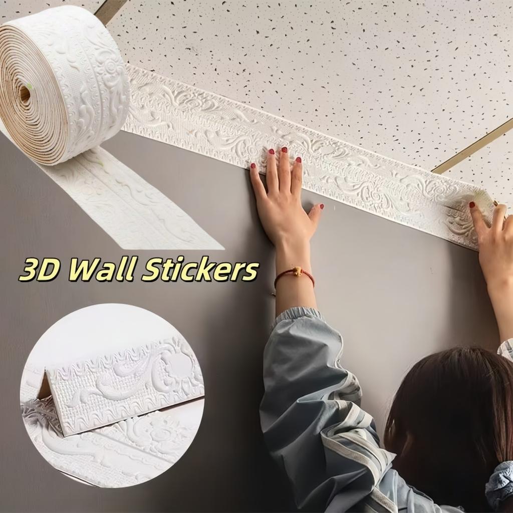 1 Roll 2.3m/90.55in Self-adhesive Flexible Skirting Board, Self-adhesive 3D Decorative Wall Line, Floor and Wallpaper Frame