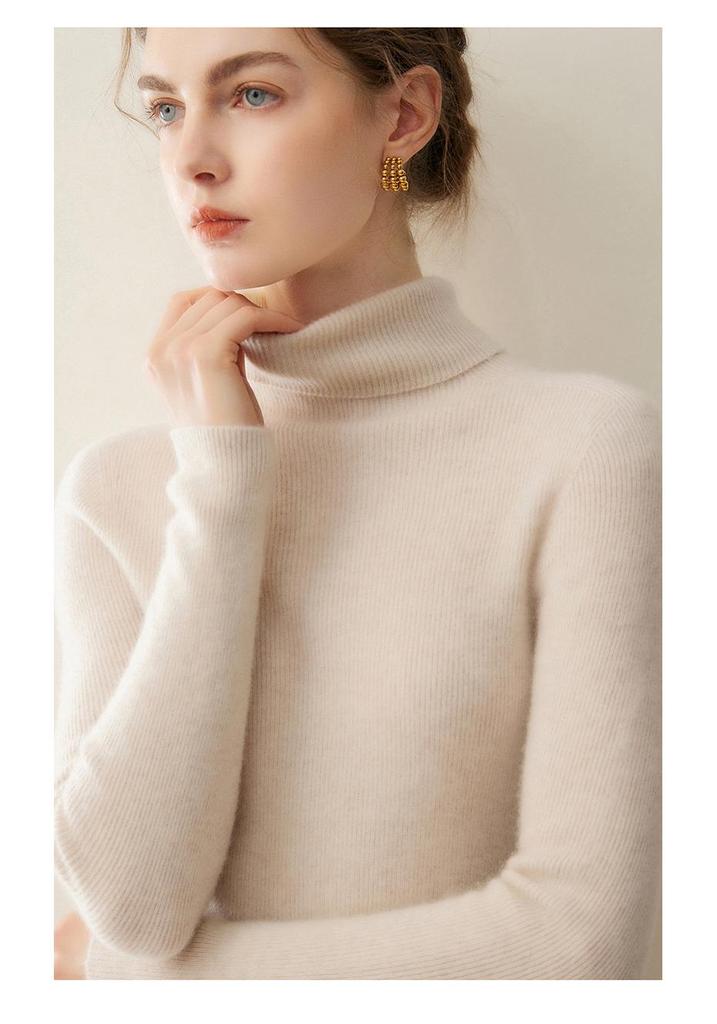 Lekasha Women's Slim Fit 100% Pure Cashmere Stand Collar Pullover