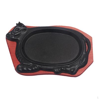 BBQ Frying Pan Steak Plate Sizzle Griddle Griddles Cookware Cow Shaped Non Stick Skillet for Kitchen