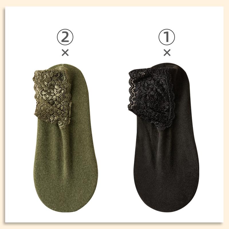 6pcs=3 Pairs Autumn Winter Women Soft Velvet Lace Socks Thick Silk Socks Non-Slip Bottom Solid Fashion Lace Breathable Sock