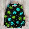 Women's Long Sleeve Halloween Print Sweater, Casual Round Neck Knit Top