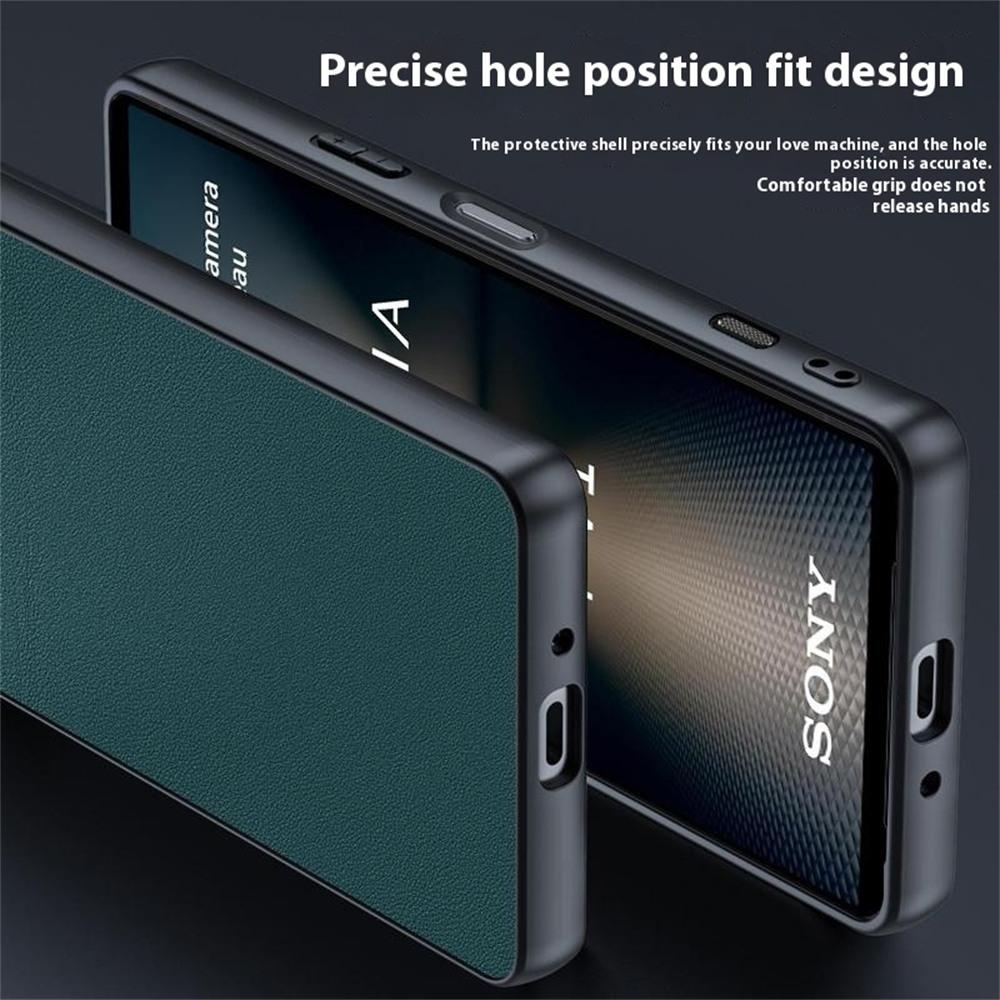 

For Sony Xperia 1 VII Case PU Leather Coated PC+TPU Anti-Drop Phone Cover Black
