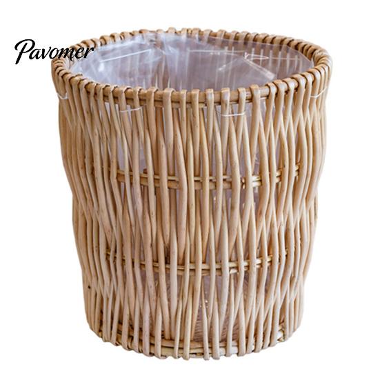 Living Room Floor Flower Basket Boho Wicker Planter, Handwoven Pot with Waterproof Lining, Planter Rustic Storage Plant for Indoor Plants Balcony