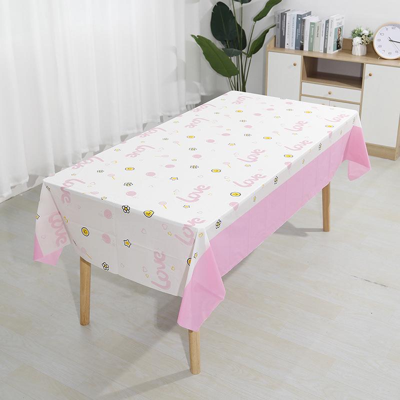 Disposable PEVA Cartoon Balloon Tablecloth - Oil-Proof, Thickened for Birthdays & Kindergarten Parties