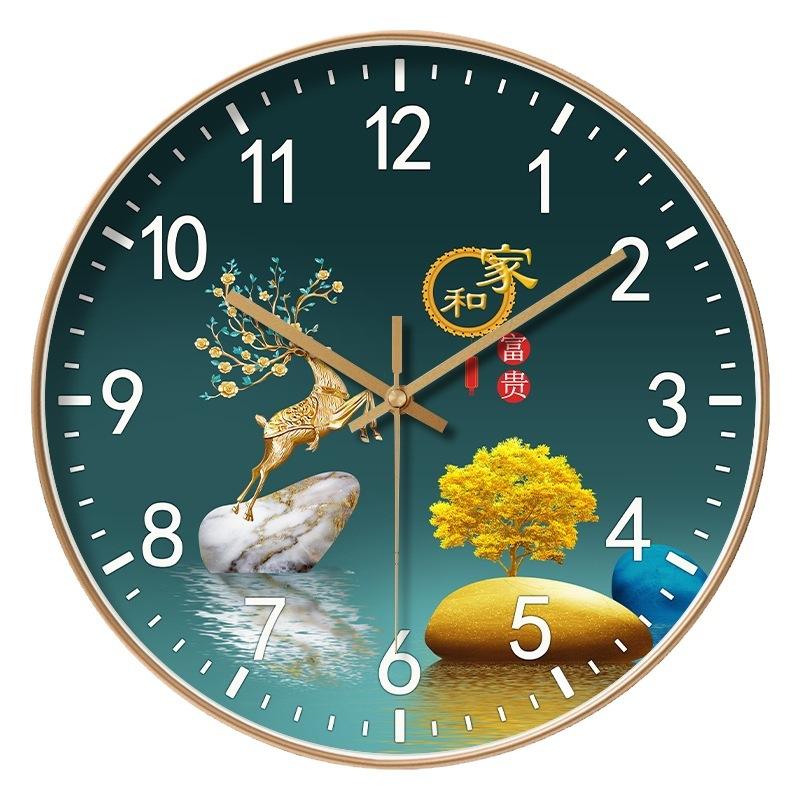 14-inch 35cm Chinese Style Home and Wealthy Wall Clock Home Living Room Dining Room Mute Wall Clock Table