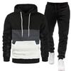 Men's Casual Hoodie Fashionable Patchwork Sports Sweatpants Set