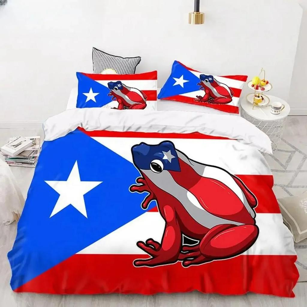 Puerto Rico National Flag Duvet Cover Set Twin Full King Size Gay Rainbow Bedding Set Microfiber Star Love Heart Comforter Cover