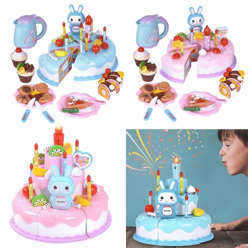 37/38PCS Multicolor Birthday Cake Cutting Toys Playing Role Game Kitchen Toy Gift