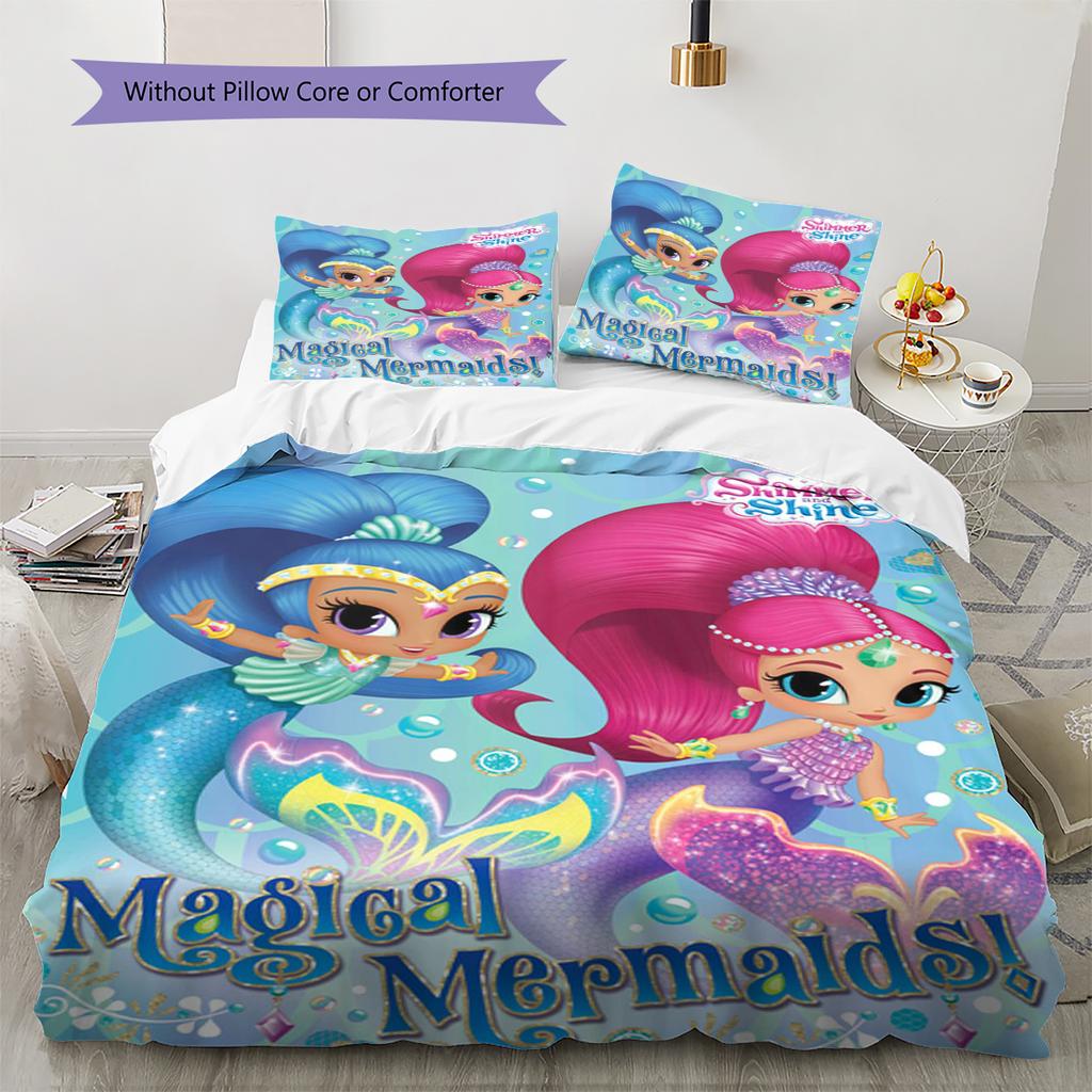 Set Copripiumino Trapuntato con Fantasia Shimmer and Shine Federa Decorazione per la Casa Regalo (1 * copripiumino + 2 * federa, senza nucleo)