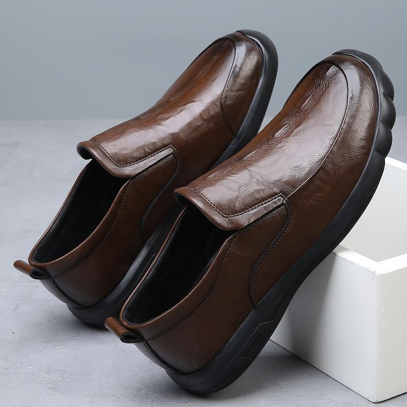 Fashion Genuine Leather Men's Dress Shoes Fashion Casual New Designer Driving Shoes Male Solid Color Increase Spring Autumn Loafers Male