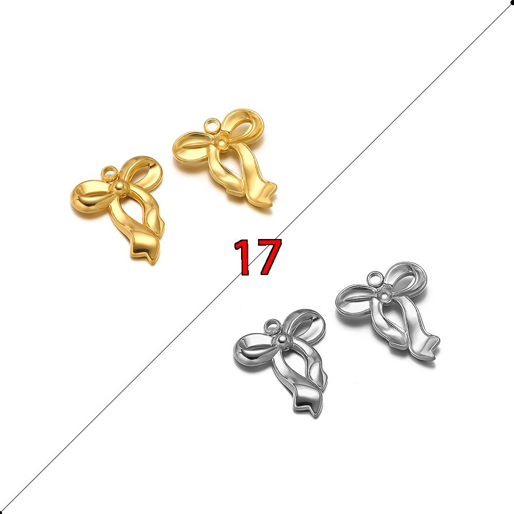 5pcs Stainless Steel Bow Knot Cute Fashion Summer Series Simple Style Pendants for Necklace Earrings Making Handmade DIY Jewelry