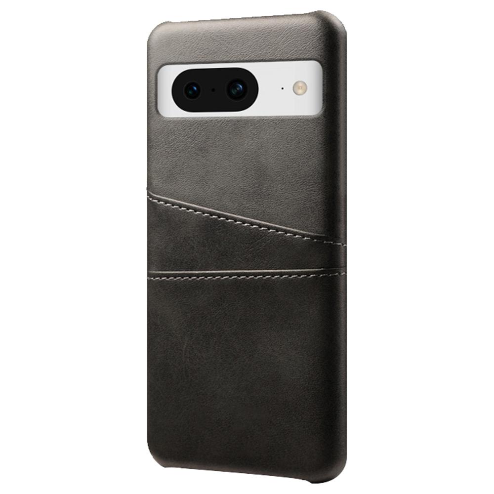 

For Google Pixel 8 Case Leather Coated PC Ultra-Thin Shell with 2 Card Holders Brown