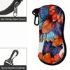 2D-Colorful Feather Printed Glasses Case, Protective Sunglasses Case for Women, Portable Zipper Eyewear Storage Box, Fashion Travel Accessories