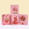 12pcs Valentines Day Gift Tote Bags Pink Hearts and Balloons Paper Present Bags Romantic Party Favor Shopping Bags