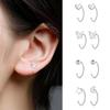 1Pair Butterfly Heart Star Round Shape Ear Clip Silver Color  Hoop Earrings For Women Girls Opening Hoops Earring Jewelry