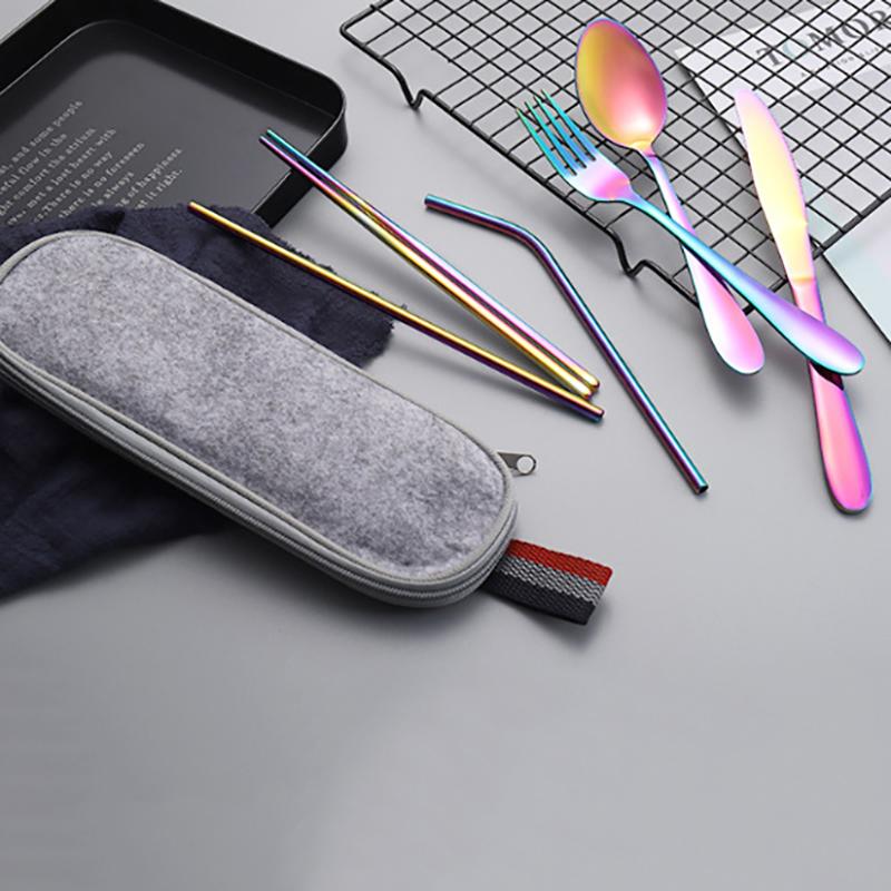 Cutlery Storage Bag Tableware Cloth Zipper Design Pouch Fork Spoon Chopsticks Office Camping Travel Utensil Carrying Case