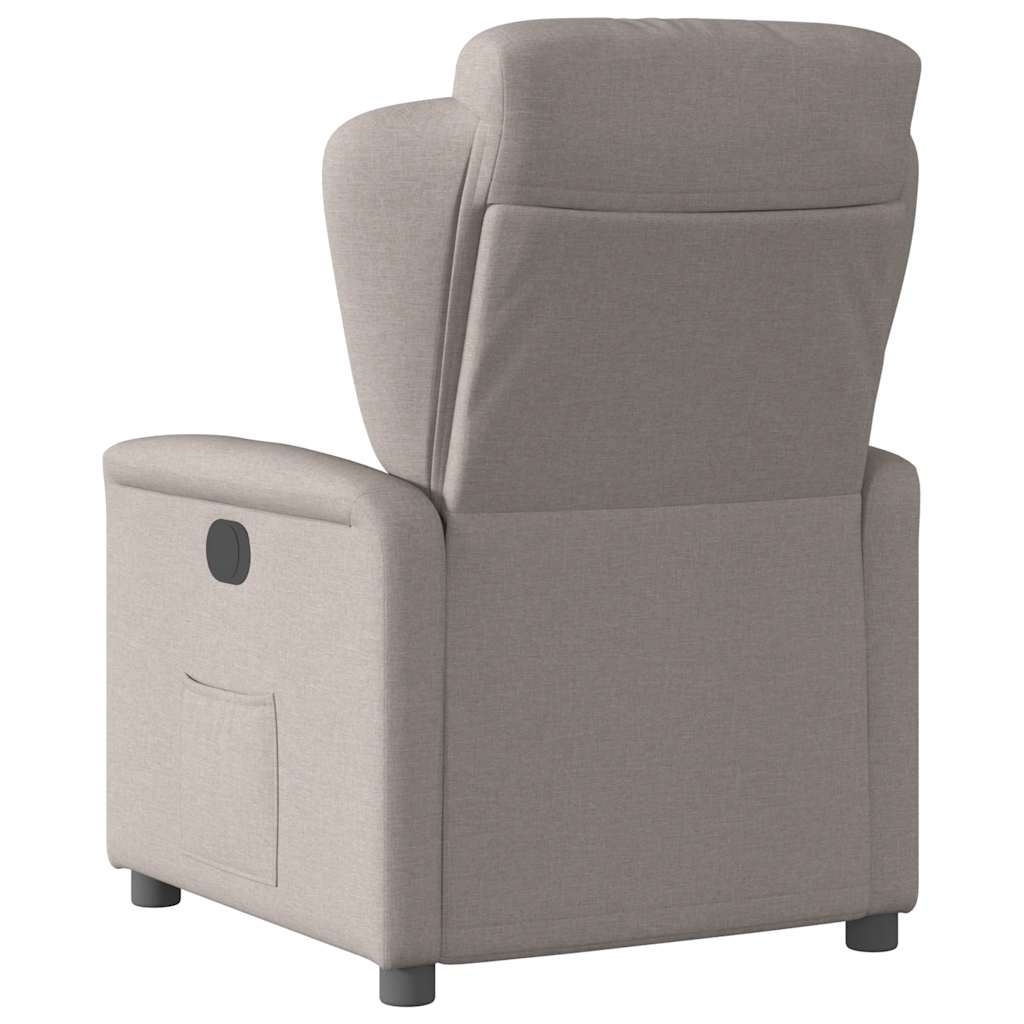 Electric Reclining Armchair, Taupe Color, Upholstered In Fabric