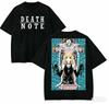 Stylish Washed Black Oversized T-Shirt with Death Note Character Group and Logo Print Women And Men T-shirts