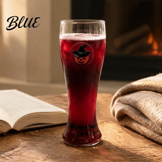 Handheld Slimming Shape Cup 400ML Beer Glass Spooky Pumpkin Ghost Black Cat Halloween Durable Thick Glass Tumbler Cup Holiday Tall Glassware