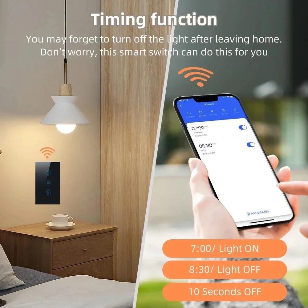 Tuya WiFi EU/US Smart Curtain Light Switch Touch Wall Control Waterproof With Voice Control Timing Works with Alexa Google Home
