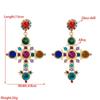 Women Long Drop Earrings Titanium Steel Alloy Pendant Earrings Acrylic Colorful Crystal Cross Geometric Ear Ornaments