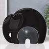 Home Décor Lucky Charm Elephant Mother & Child | Piano Finish Ceramic Figures - (Set of 2 Piece, Black and Grey)
