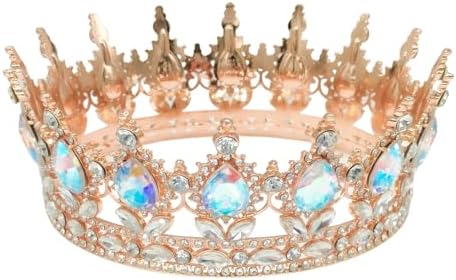 Vintage Round Bridal Hair Accessories Rhinestone Crown Wedding Decoration Women Tiara Queen Crown Birthday Cake Topper Girl Princess Crown Adult